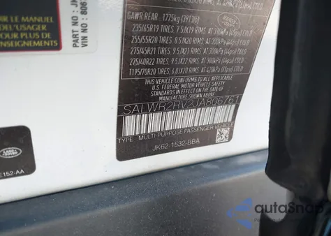 2018 Land Rover Range Rover Sport Hse из США, поврежденный, VIN SALWR2RV2JA806761